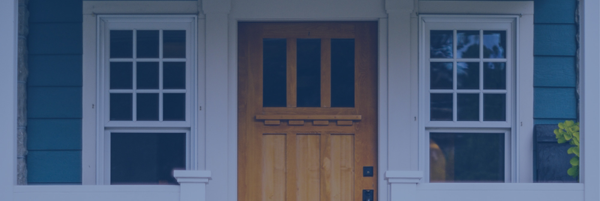 Closeup of the front porch and door of a house