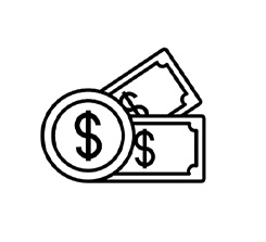 Icon of bills of money