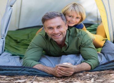 Father and son camping