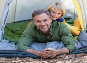 Father and son camping