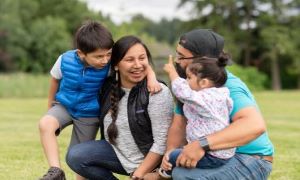 Family of four together