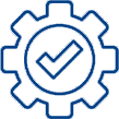 Icon of a checkmark inside a gear